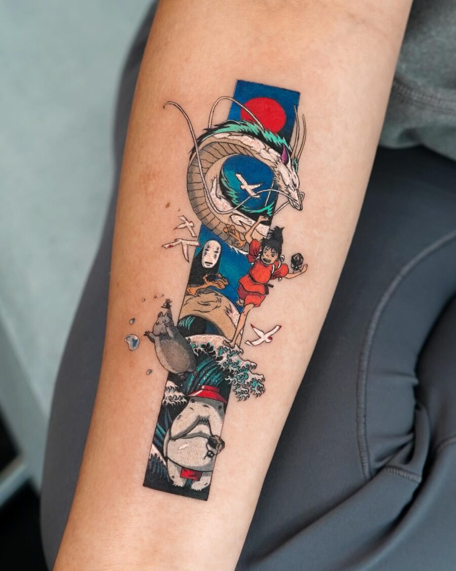 Magical Spirited Away Tattoo Design Transcends Reality Tattoo on skin