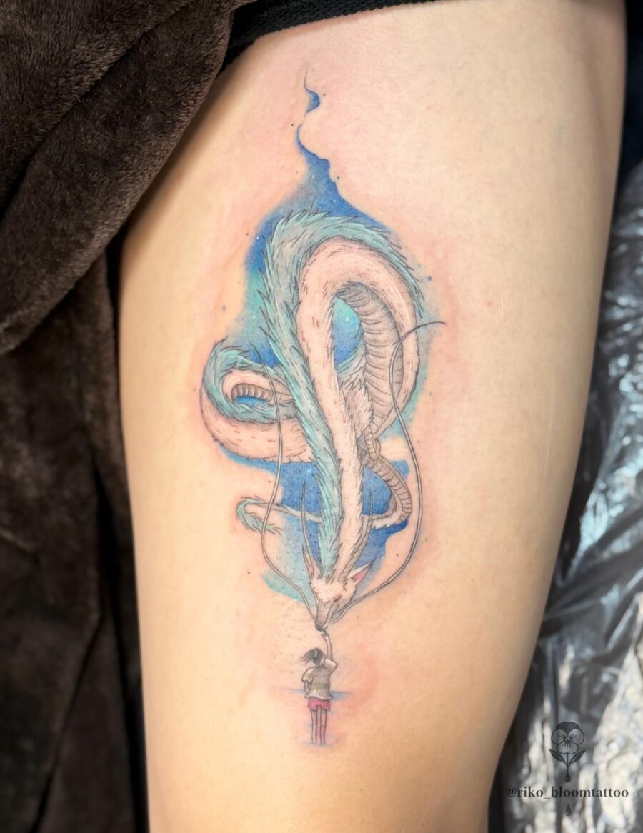 Majestic dragon tattoo inspired by Spirited Away Tattoo on skin