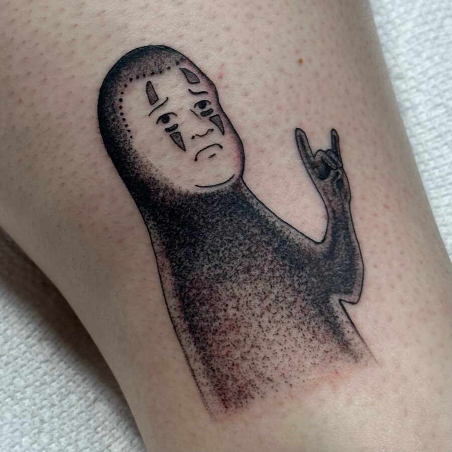 Unique No-Face Tattoo Design for Spirited Away Fans Tattoo on skin