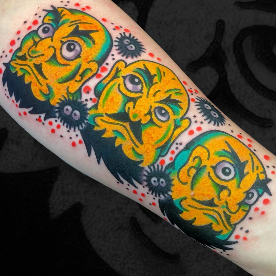 Vibrant Faces from Spirited Away Tattoo Design Tattoo on skin