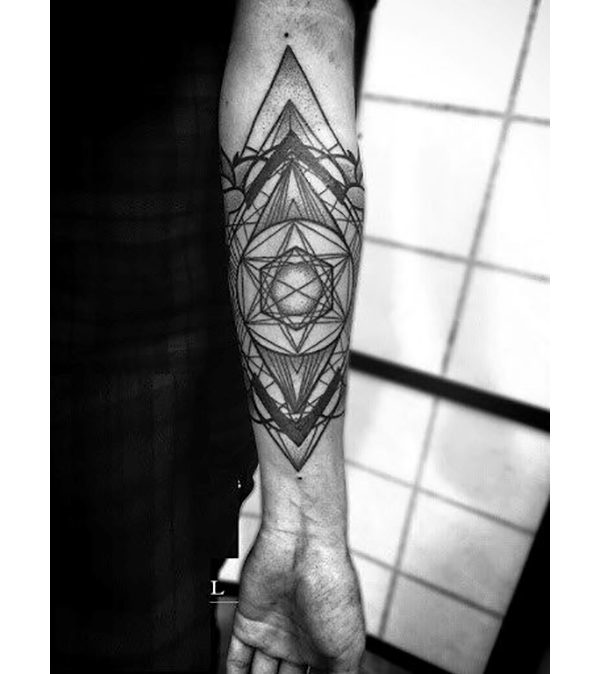 Intricate Star Tattoos Pattern on Forearm Tattoo on skin