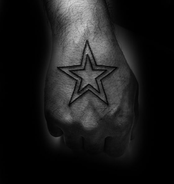 Simple Star Tattoo on a Hand Tattoo on skin