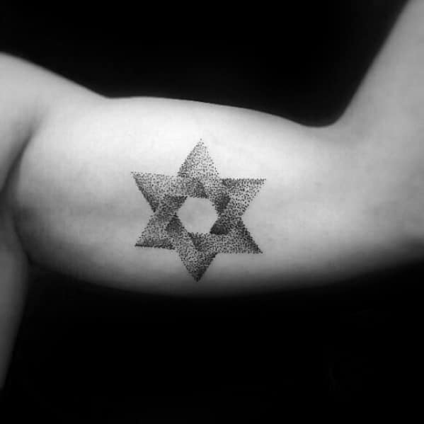 Star Tattoo of David on Bicep Tattoo on skin