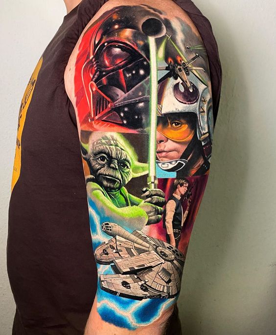 Comic Book Star Wars Sleeve Tattoos Tattoo on skin