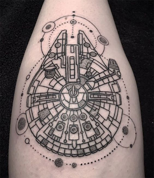 Millennium Falcon Traditional Star Wars Tattoo Ideas Tattoo on skin