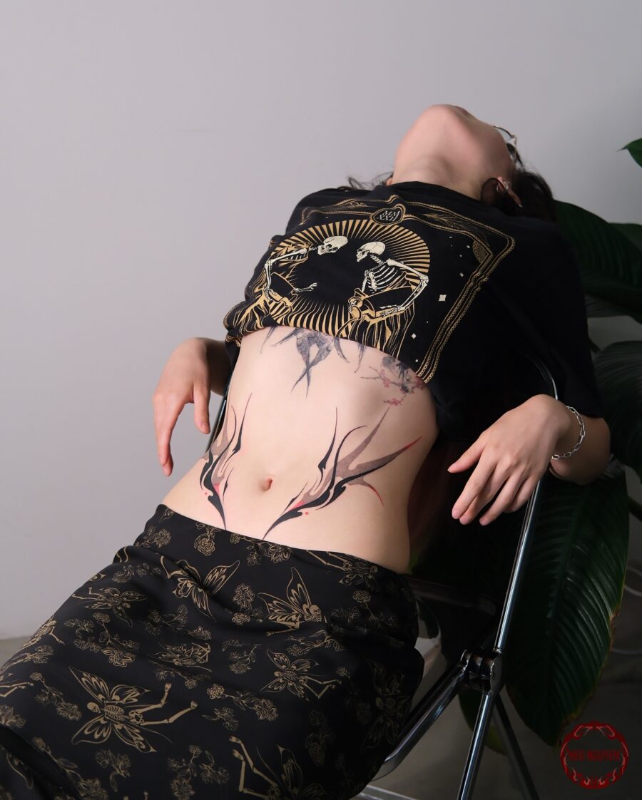 Elegant Abstract Stomach Tattoo Showcase stomach tattoos