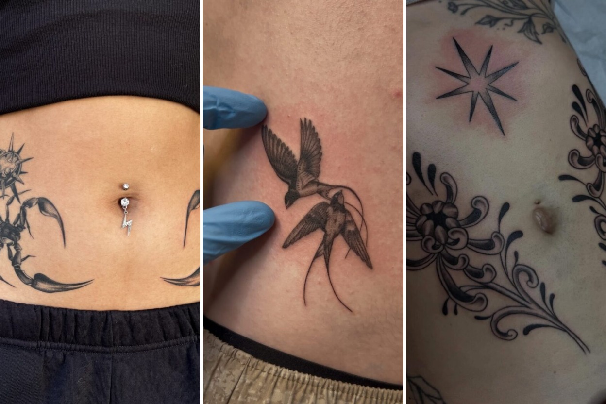 35+ Stomach Tattoo Ideas Contoured for Striking Anatomical Elegance Featured 3-Panel Lookbook Collage