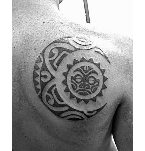 Broken Pattern Half Sun and Moon for the Spiritual Souls Tattoo on skin