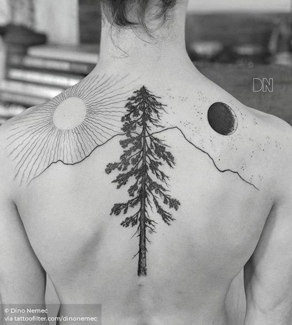 Elaborate Landscape Tattoo Design for Nature Lovers Tattoo on skin