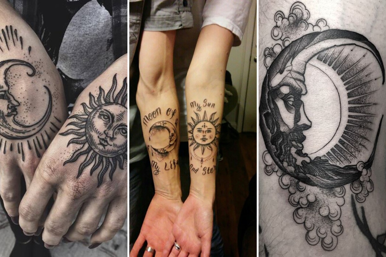 35+ Sun and Moon Tattoos Harmonizing Celestial Balance Featured 3-Panel Lookbook Collage