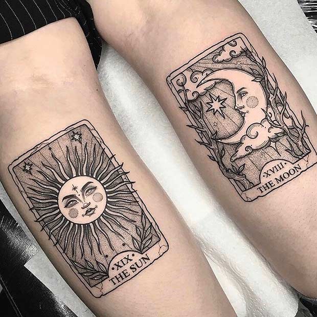 Tarot Plays Its Hand with the Sun and Moon Tattoo on skin