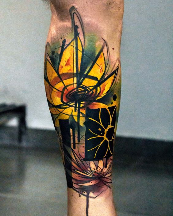 Multi Colored Abstract Art Sunflower Tattoo Ideas Tattoo on skin