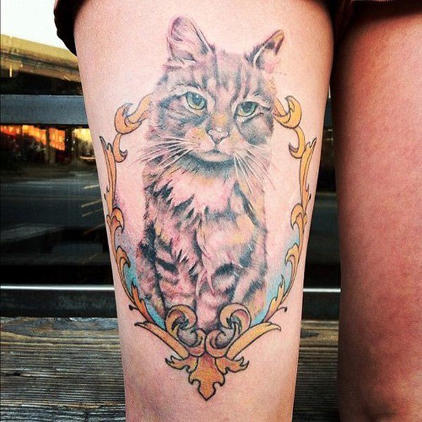 A beautiful cat tattoo Tattoo on skin