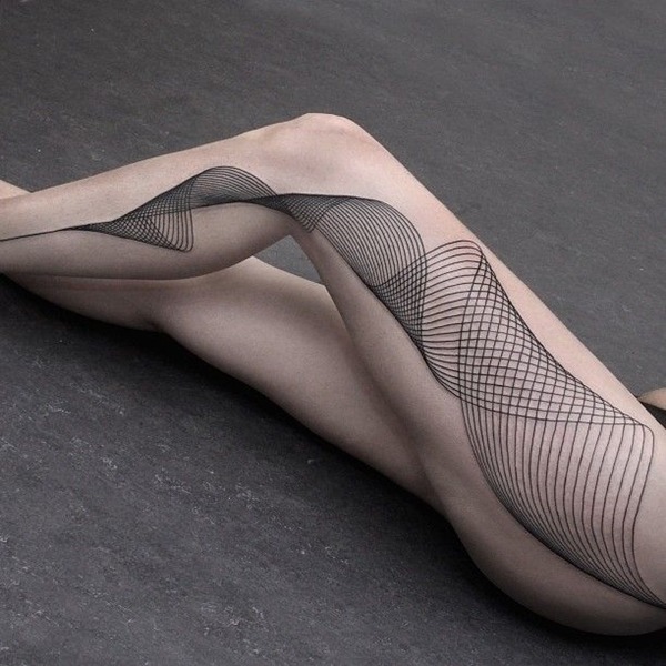 A beautiful mosaic tattoo on the leg thigh tattoo Tattoo on skin