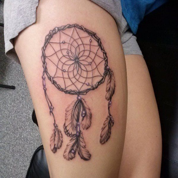 A dream catcher tattoo thigh tattoo Tattoo on skin