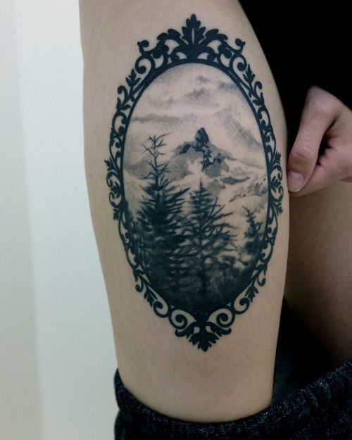 A moon tattoo on the leg thigh tattoo Tattoo on skin