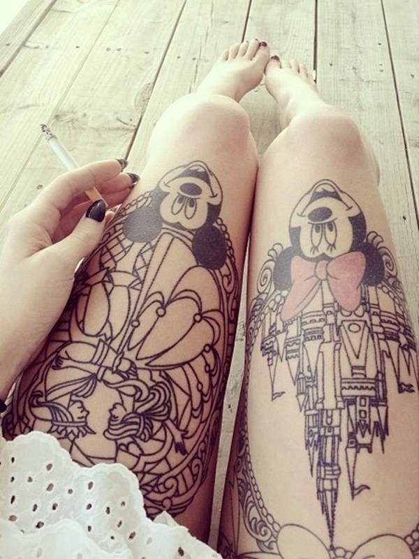 Beautiful cartoon tattoo thigh tattoo Tattoo on skin