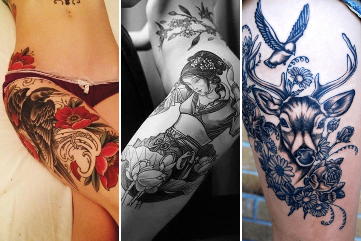 35+ Stunning Thigh Tattoos Tailored for Expansive Statement Ink Featured 3-Panel Lookbook Collage