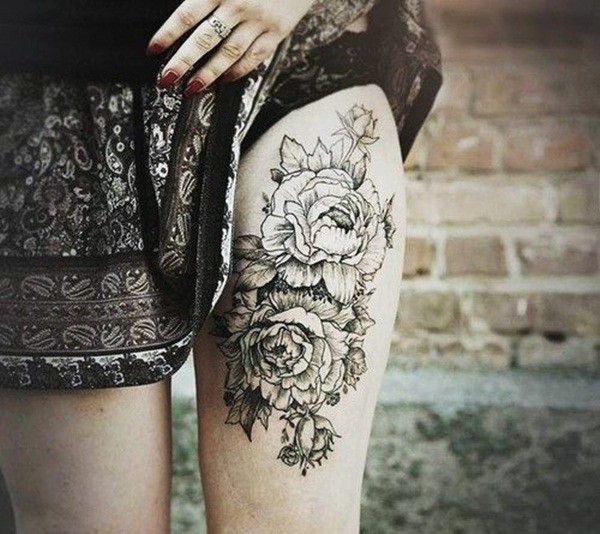 Flower tattoo on the thighs best thigh tattoo Tattoo on skin
