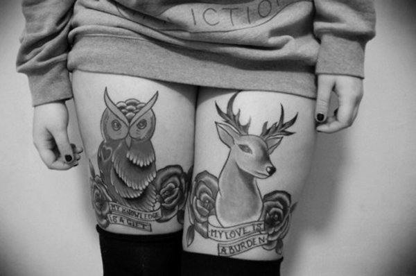Two unique animal tattoos Tattoo on skin