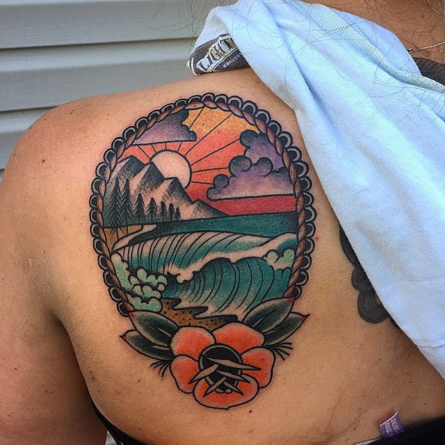 A Window Into Island Views Tattoo on skin