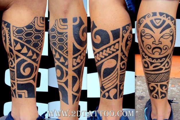 Tribal Design With Triangle Motifs Tiki Tattoo Tattoo on skin