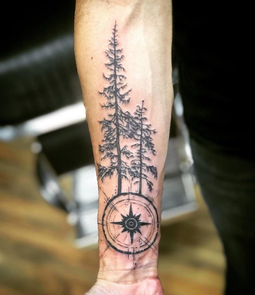 Find Your Way Forearm Compass Tattoo on skin
