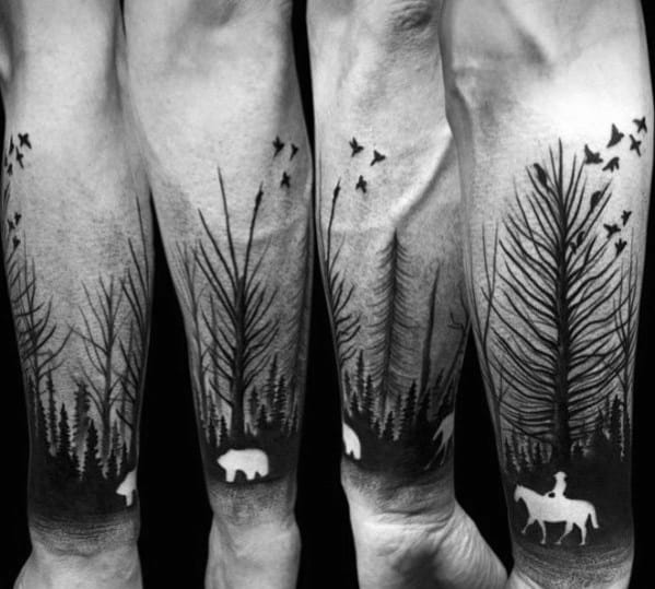 Forearm Totem Bear Negative Space Tat Tattoo on skin