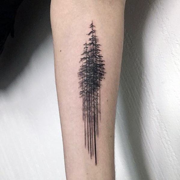 Simple Abstract Forest for the Tree Lines Tree Tattoo Tattoo on skin