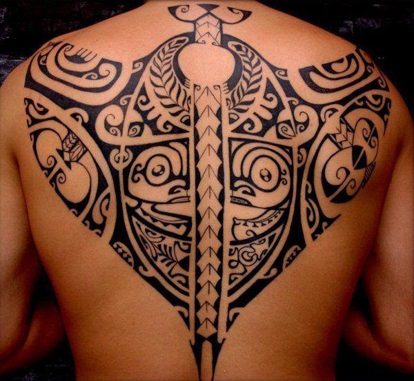 A full back Tribal Tattoo Tattoo on skin