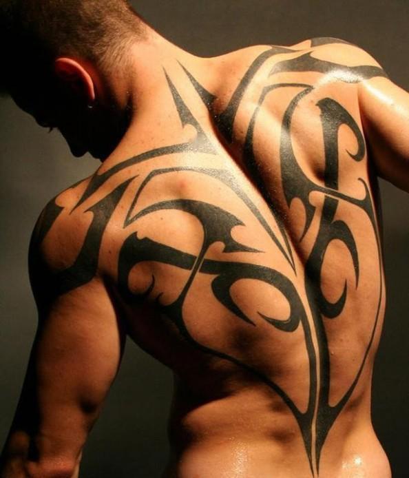 Full back Tribal Tattoo Tattoo on skin