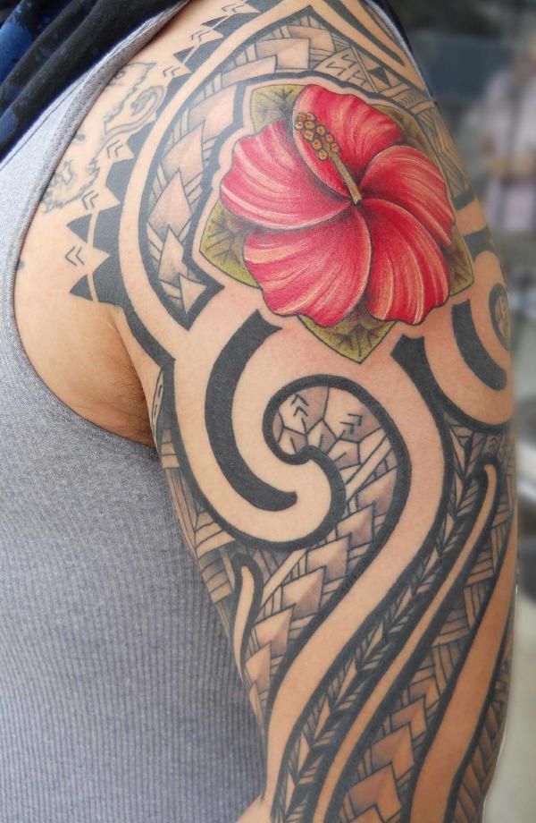 Maori style Tribal Tattoo on a hand Tattoo on skin