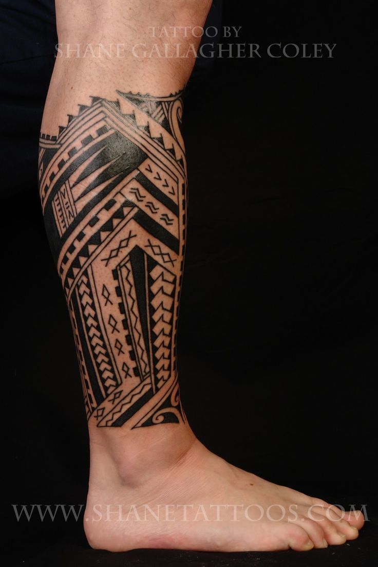 Samoan Tribal Leg Tattoo For Men Tattoo on skin