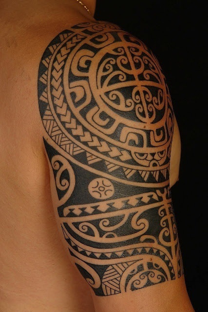 Shoulder Aztec Tribal Tattoo Tattoo on skin