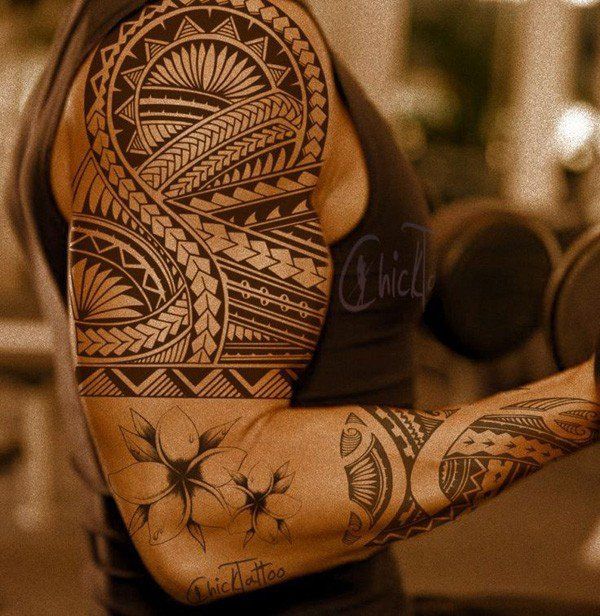 Stylish Full Sleeve Tribal Tattoo For Men Tattoo on skin