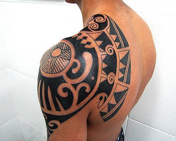 Tribal Tattoo on a shoulder Tattoo on skin