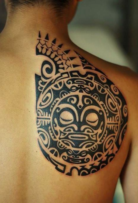 Tribal Tikki Back Tattoo For Men Tattoo on skin