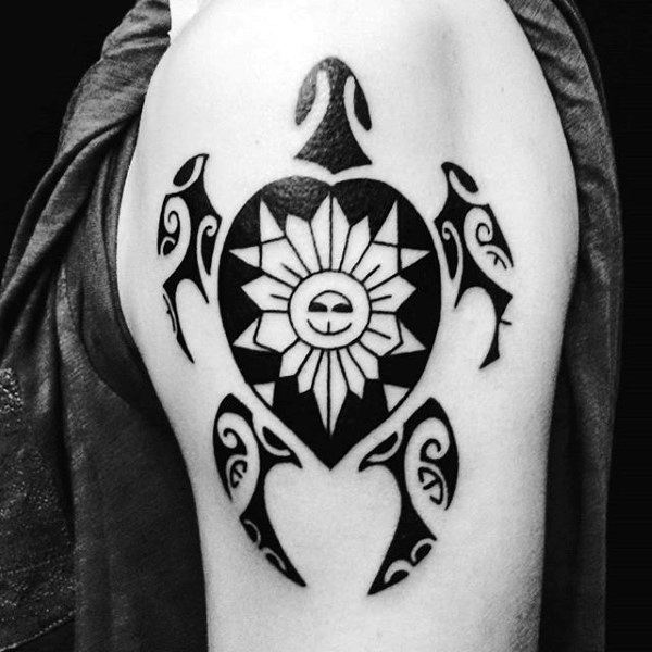 Bold Patterned Sea Turtle Tattoo Tattoo on skin