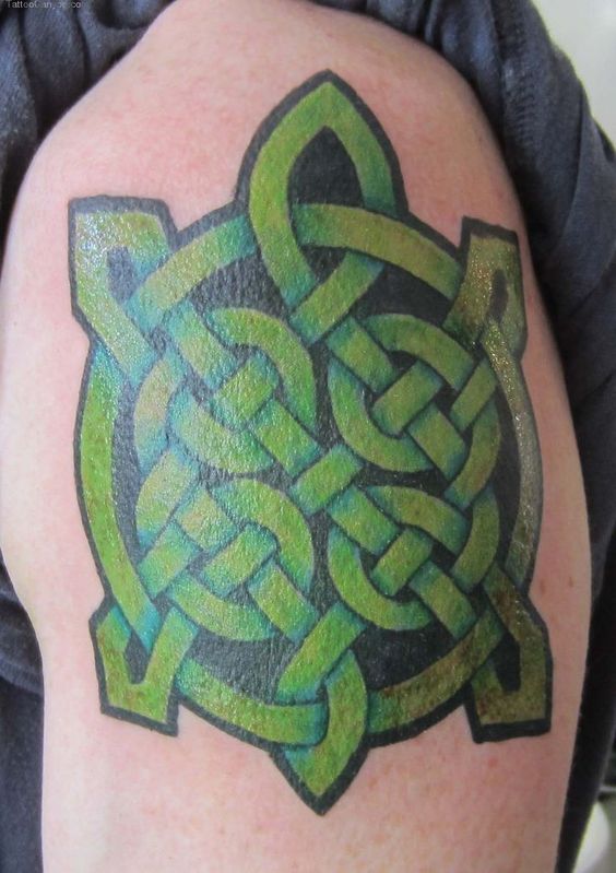 Green Celtic Knot in Turtle Shape Turtle Tattoos Tattoo on skin