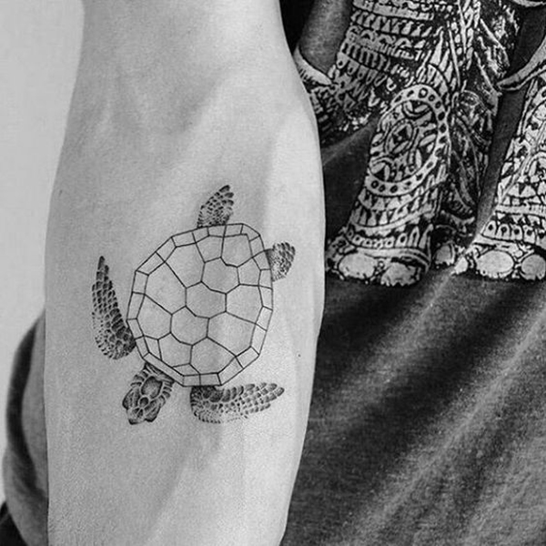 Minimalistic Sea Turtle from Above Turtle Tattoos Tattoo on skin