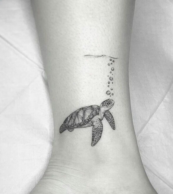 Sea Turtle Under the Waves Turtle Tattoos Tattoo on skin