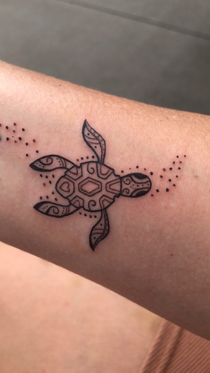 Sea Turtle with Patterned Shell Turtle Tattoos Tattoo on skin