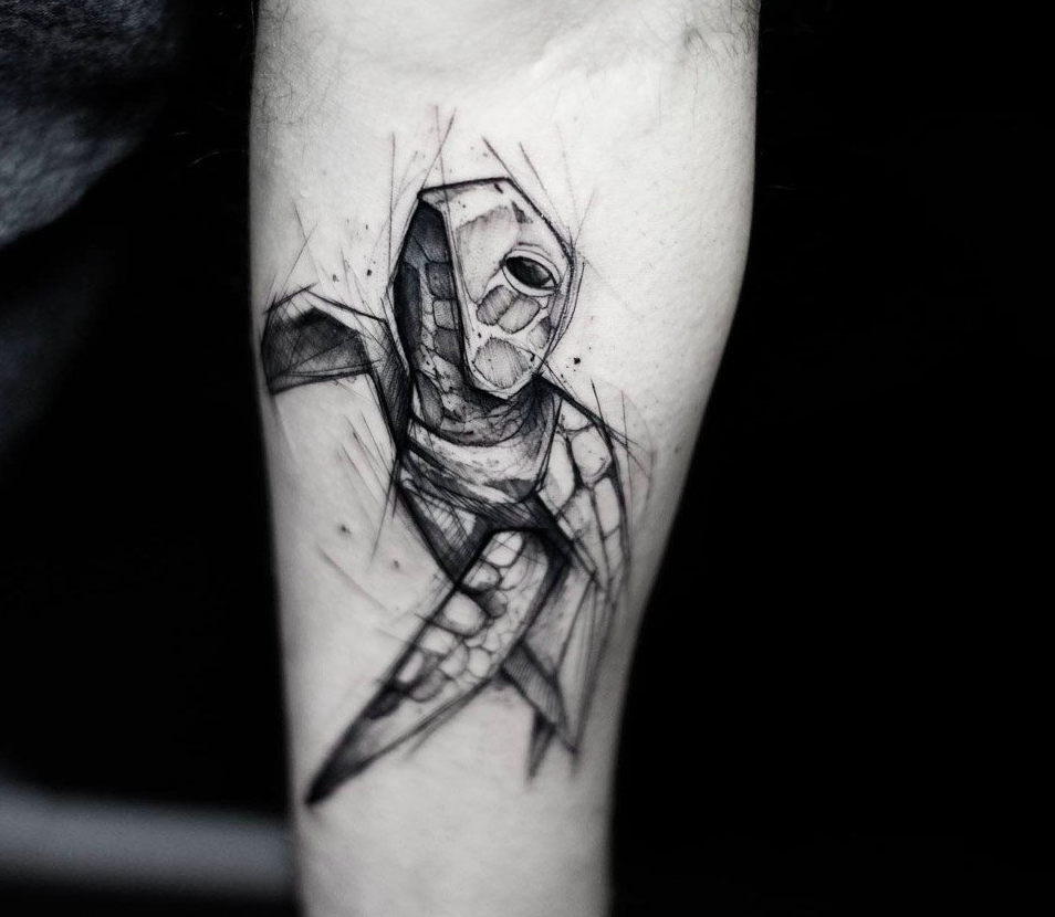Sketchy Sea Turtle with Polygonal Style Turtle Tattoos Tattoo on skin