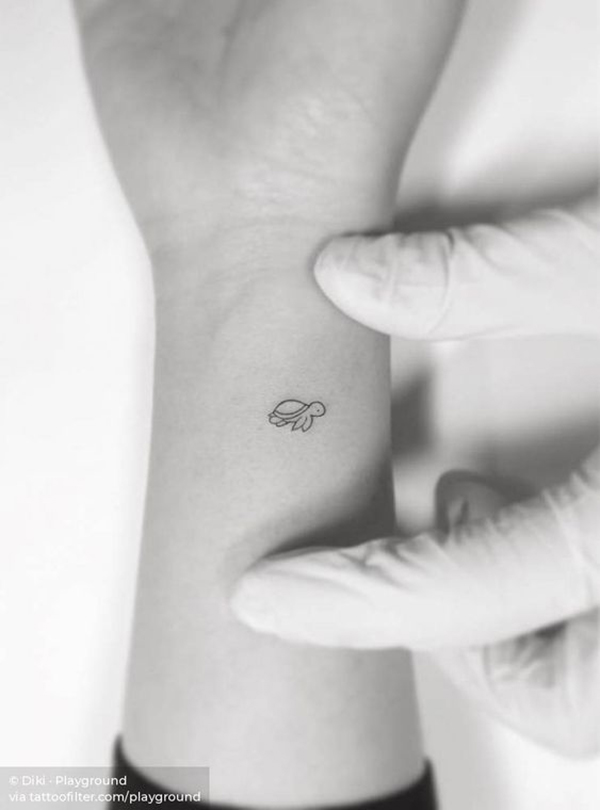 Tiny Delicate Turtle on Wrist Turtle Tattoos Tattoo on skin
