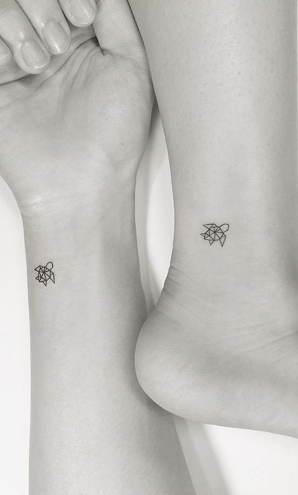 Tiny Match Polygonal Sea Turtles Turtle Tattoos Tattoo on skin
