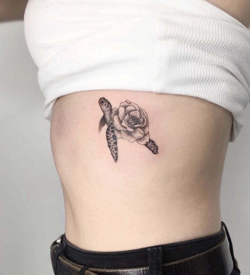 Turtle with Flower for Shell Turtle Tattoos Tattoo on skin