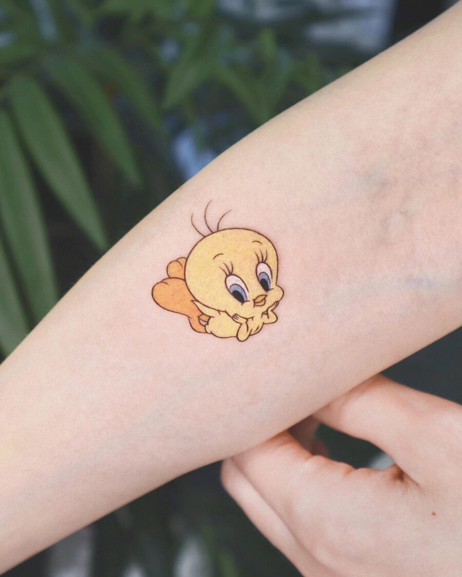 Charming Tweety Tattoo on Delicate Skin Tattoo on skin