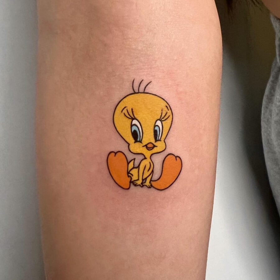 Cute Tweety Bird Tattoo on Arm Tattoo on skin