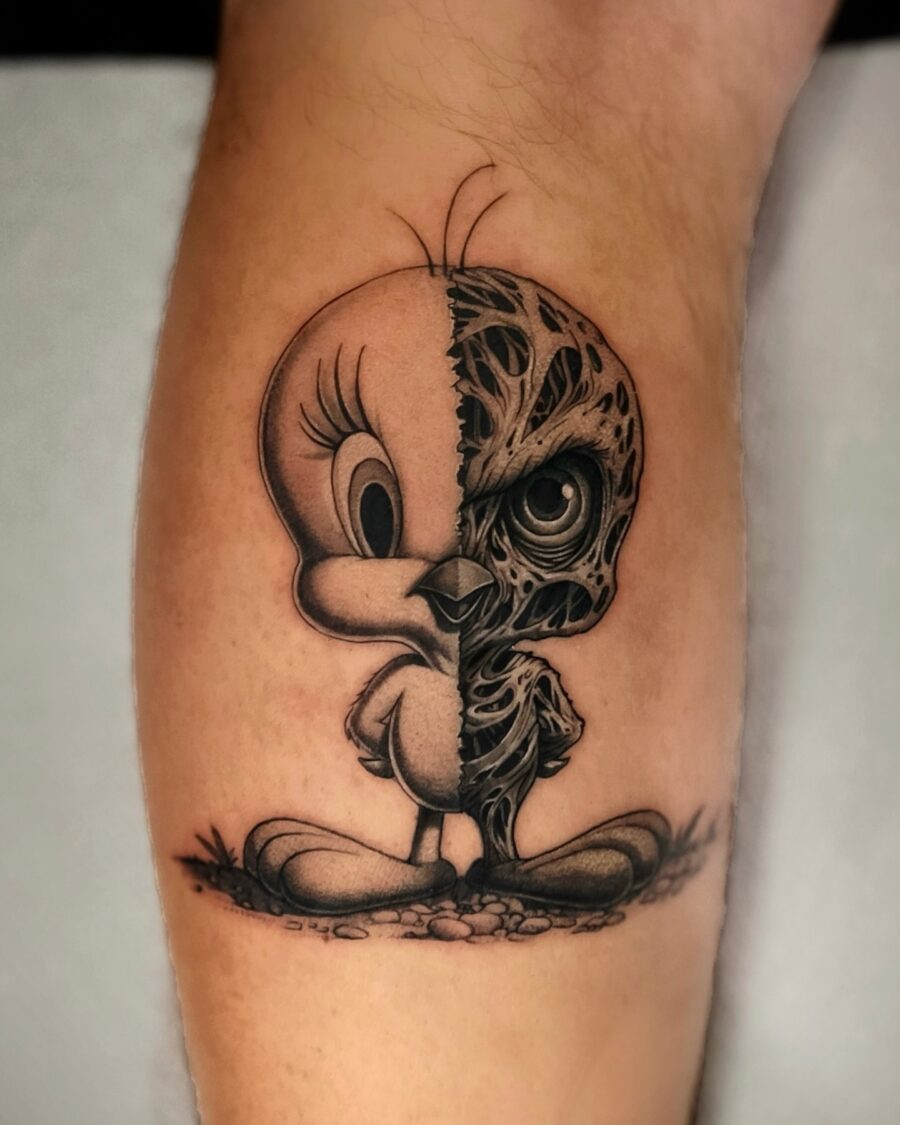 Edgy Tweety Tattoo with a Unique Twist Tattoo on skin
