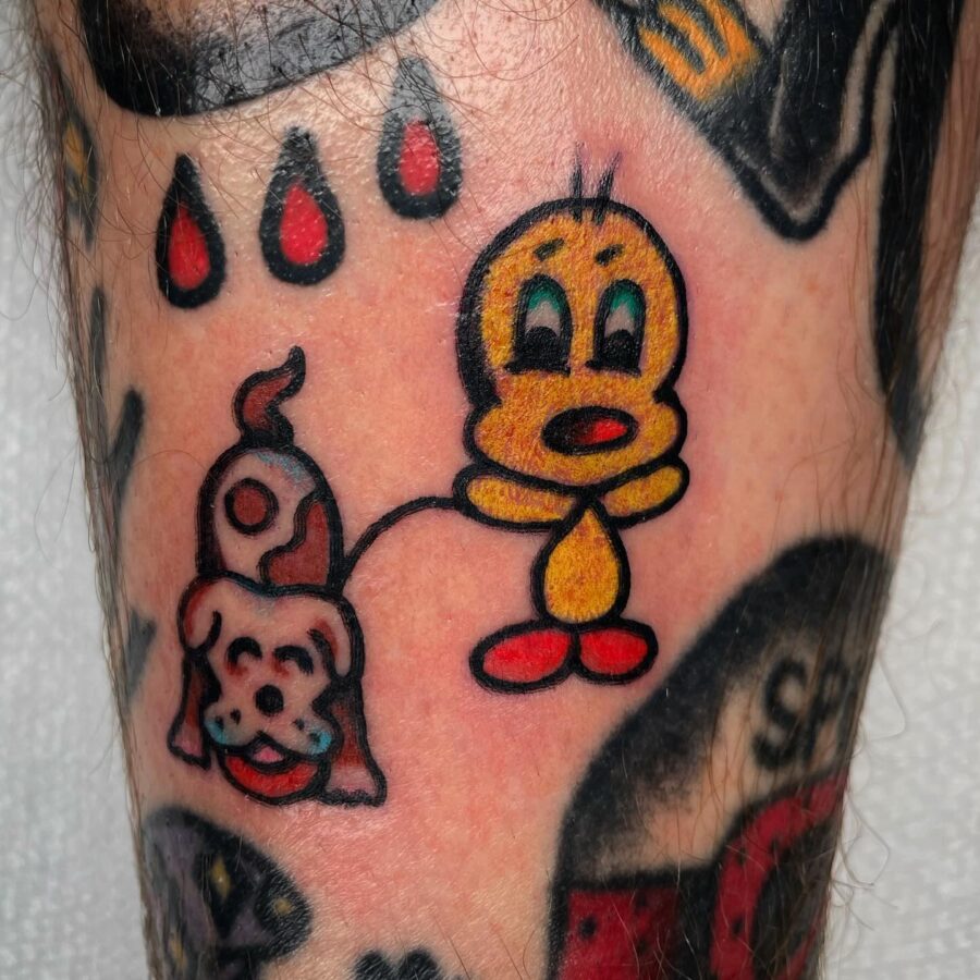 Playful Tweety Tattoo with Vintage Vibes Tattoo on skin